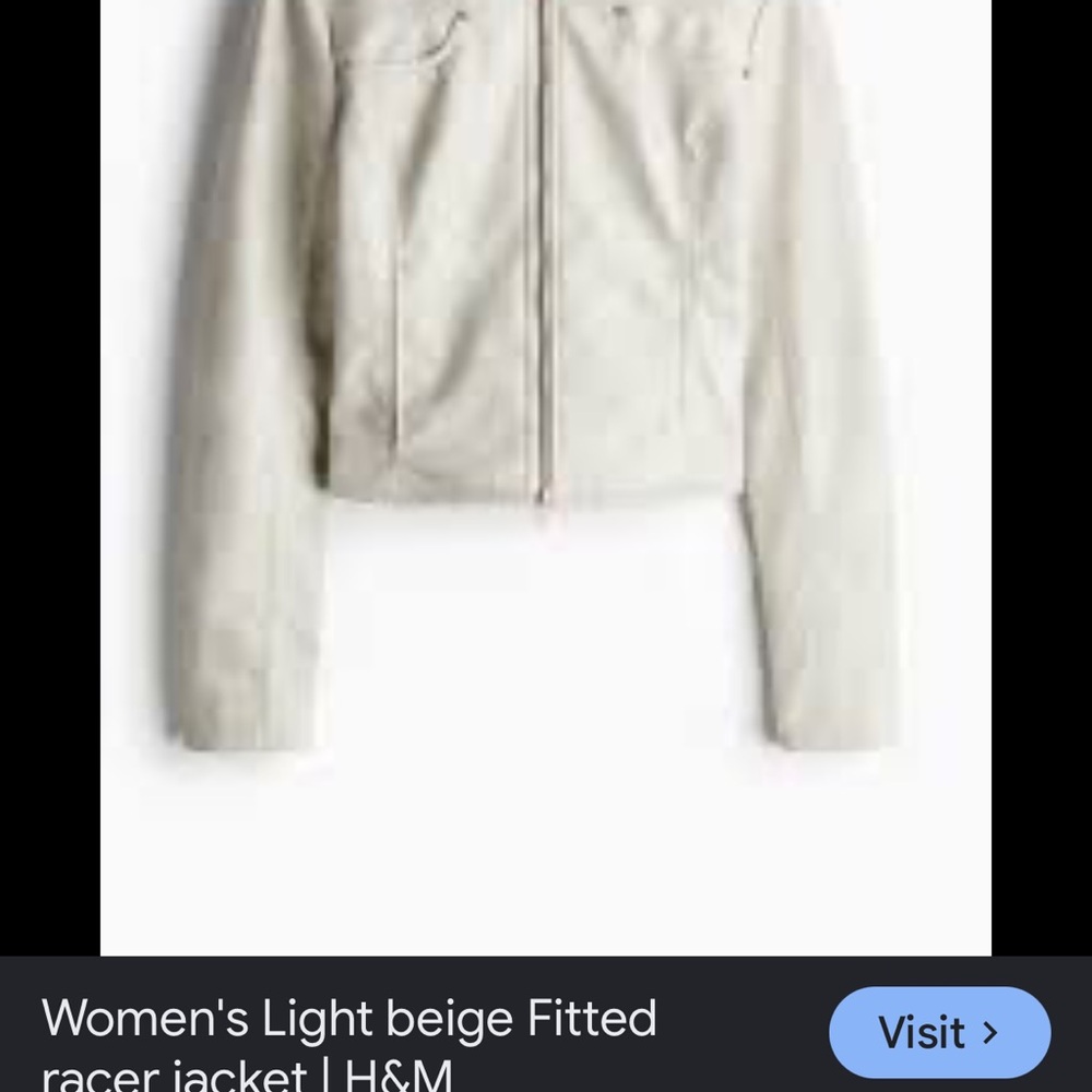 H&M Light Beige Fitted Leather Jacket